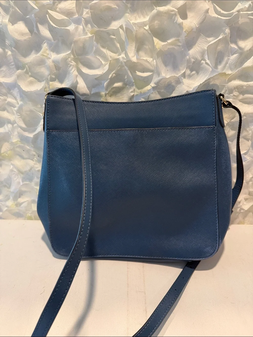 Michael Kors Blue Leather Shoulder Bag with Gold Logo